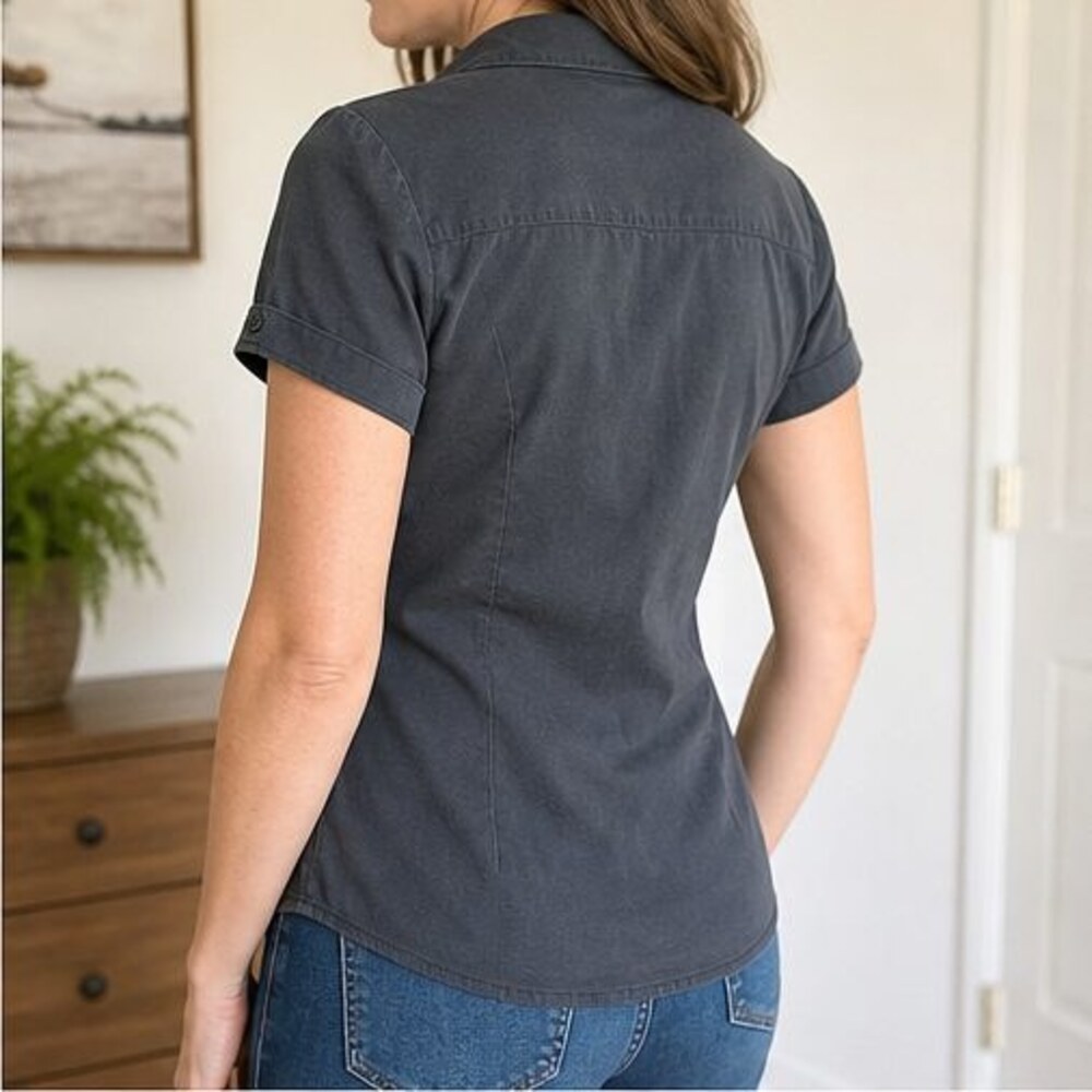 Charcoal Ruffle Blouse - Picture 3 of 6